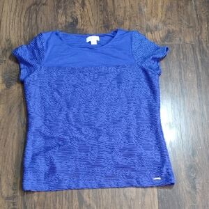 Calvin Klein Royal Blue Textured Short Sleeve Top